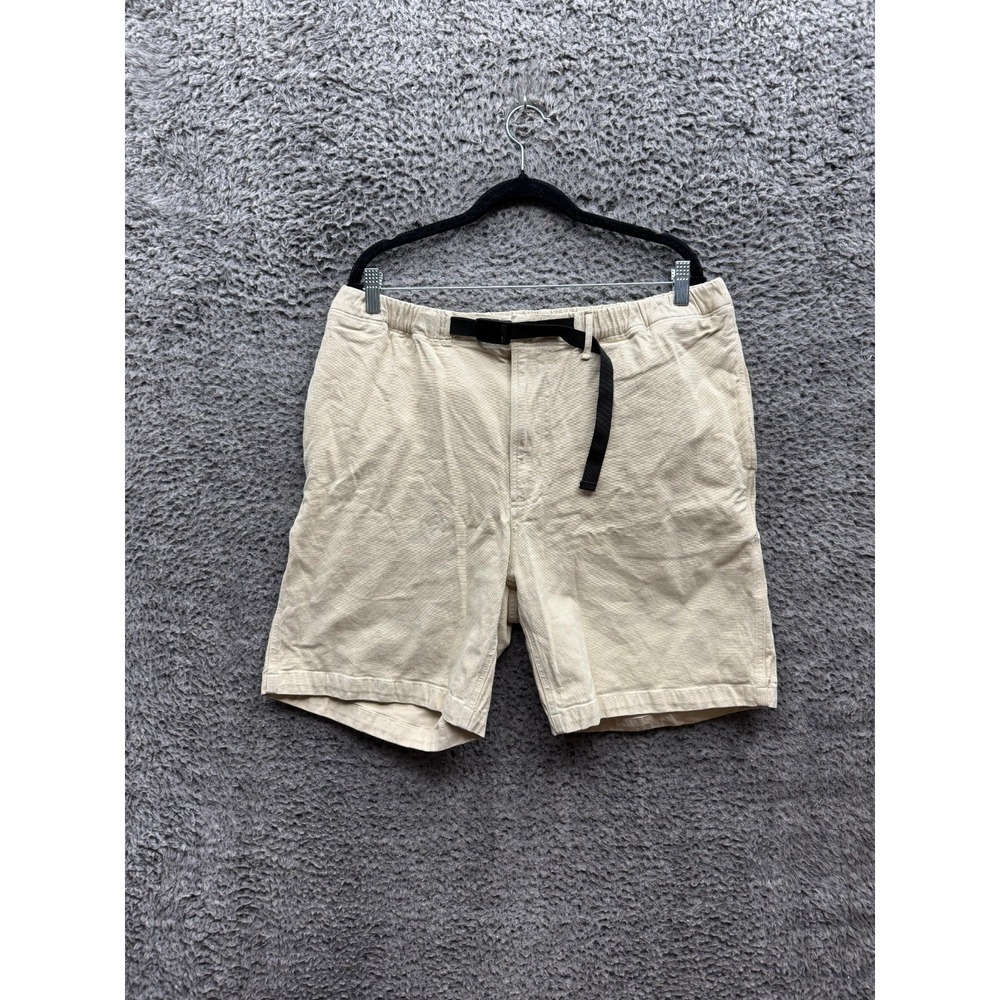 Adsum High Rise Pigment Dyed Canvas Belted Work Shorts Beige Mens Size XL